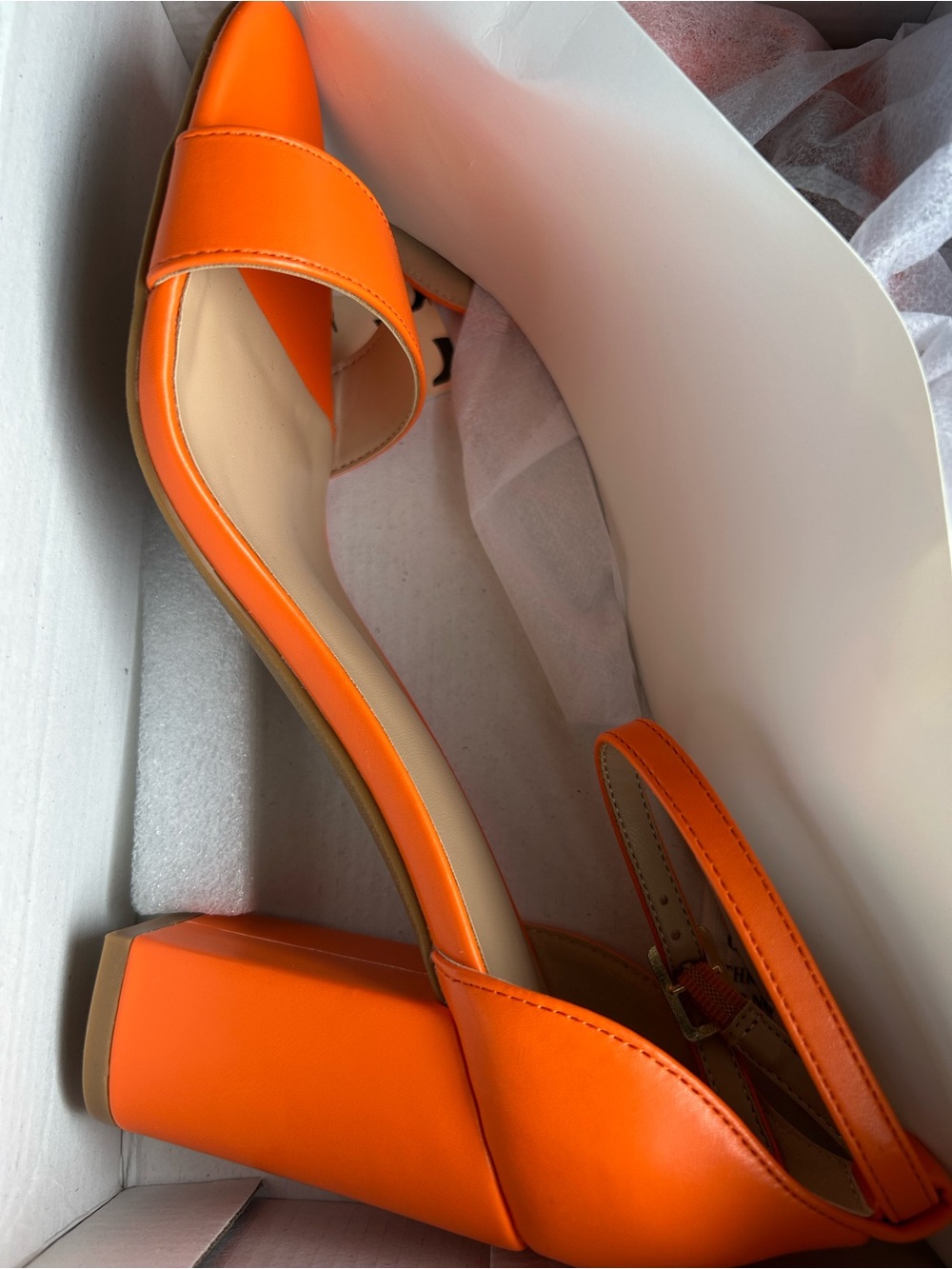 Coasis Orange Block Heel Sandals with Ankle Strap